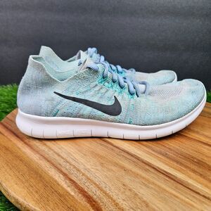 Nike Free RN Flyknit Shoes Womens Size 7 Blue Tint Athletic Running Sneakers